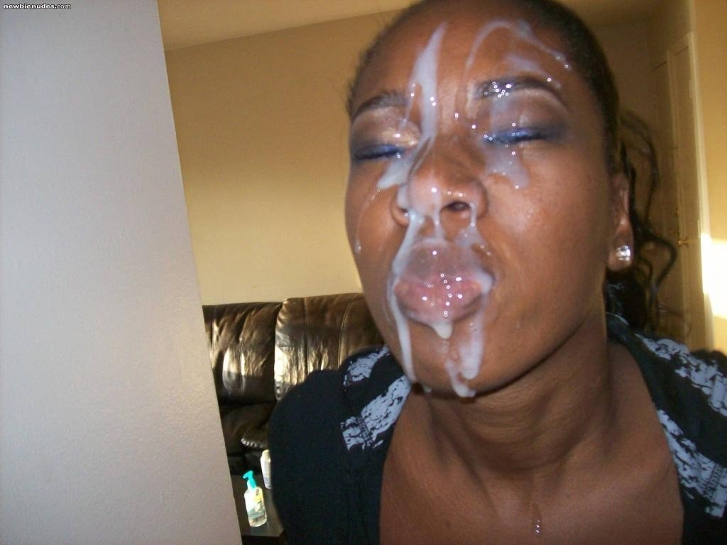 Cum on ebony face pic